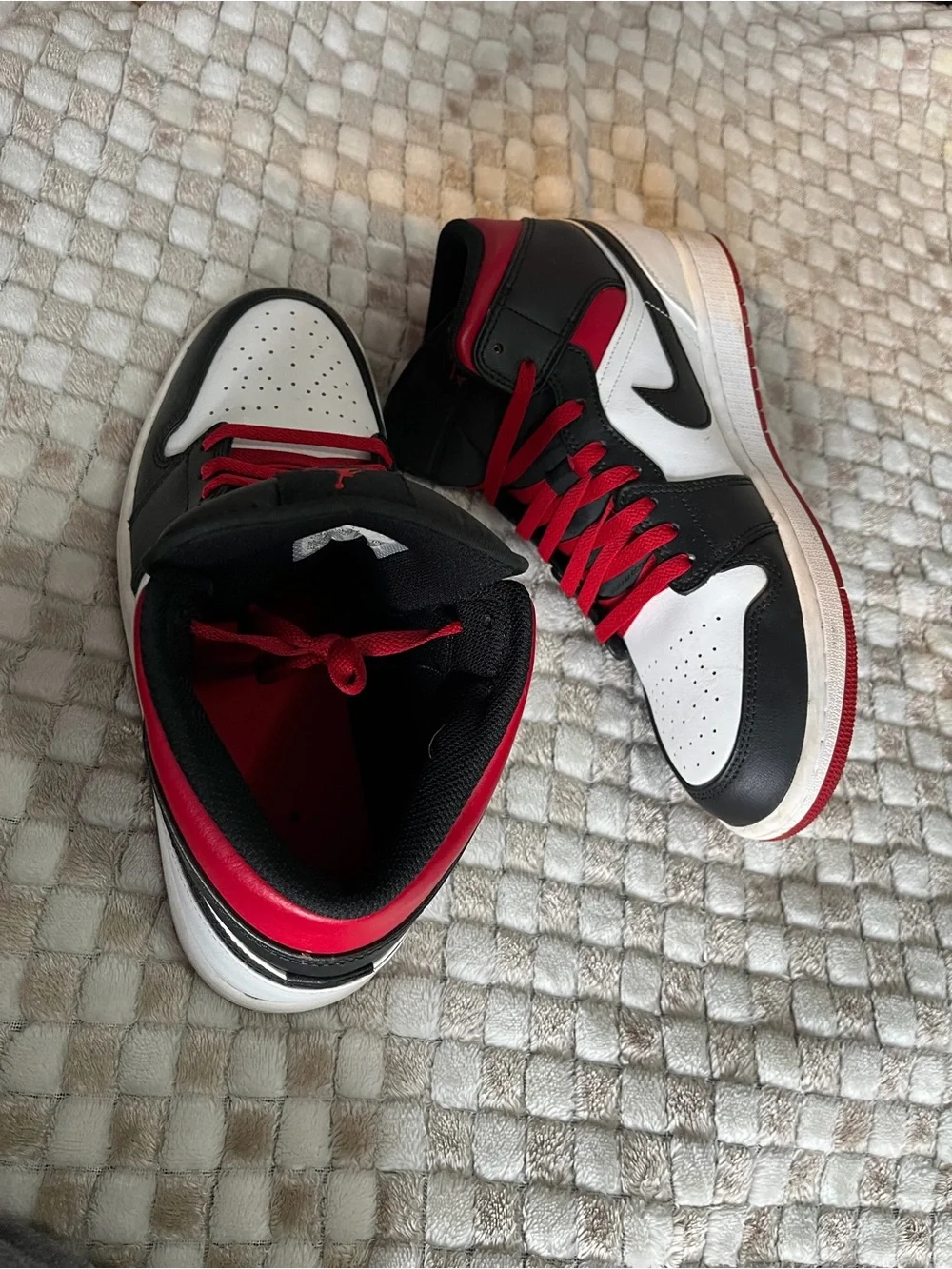Jordan Men's High Top Sneakers - Black White Red